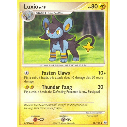 Luxio 52/130 DP Base Set Uncommon Pokemon Card NEAR MINT TCG
