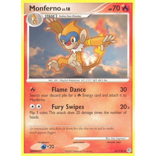 Monferno 56/130 DP Base Set Uncommon Pokemon Card NEAR MINT TCG
