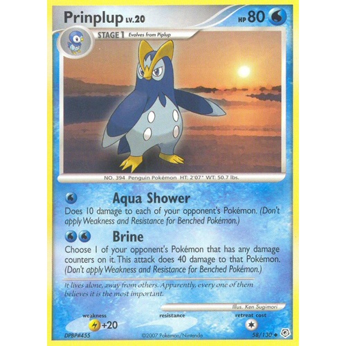Prinplup 58/130 DP Base Set Uncommon Pokemon Card NEAR MINT TCG