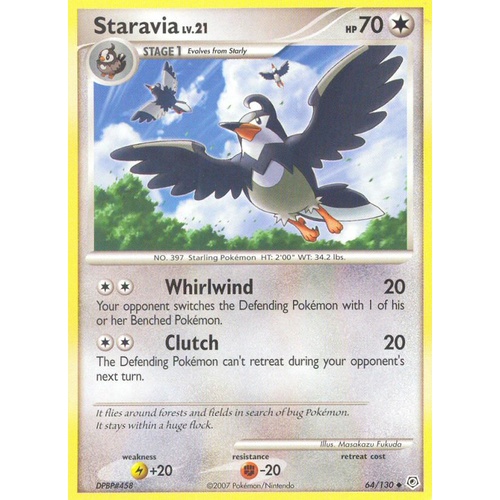 Staravia 64/130 DP Base Set Uncommon Pokemon Card NEAR MINT TCG