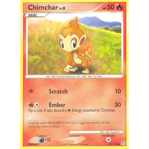 Chimchar 76/130 DP Base Set Common Pokemon Card NEAR MINT TCG
