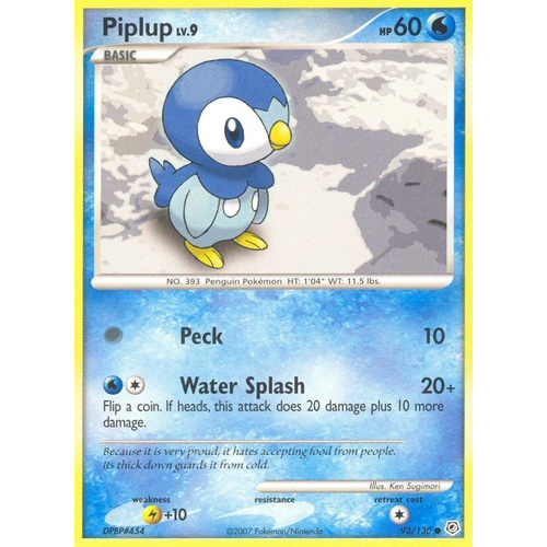 Piplup 93/130 DP Base Set Common Pokemon Card NEAR MINT TCG
