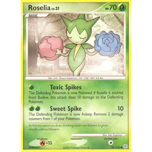 Roselia 96/130 DP Base Set Common Pokemon Card NEAR MINT TCG