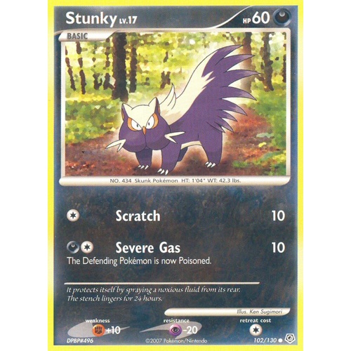 Stunky 102/130 DP Base Set Common Pokemon Card NEAR MINT TCG