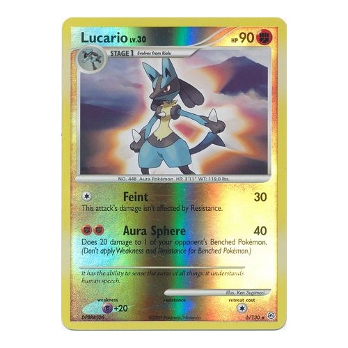 Lucario 6/130 DP Base Set Reverse Holo Rare Pokemon Card NEAR MINT TCG