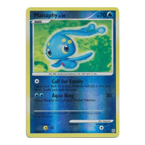 Manaphy 9/130 DP Base Set Reverse Holo Rare Pokemon Card NEAR MINT TCG