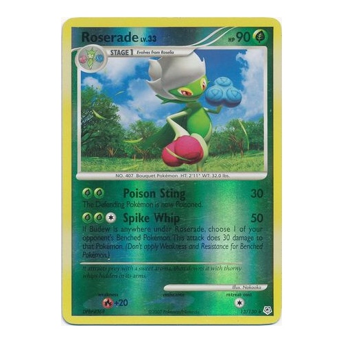 Roserade 13/130 DP Base Set Reverse Holo Rare Pokemon Card NEAR MINT TCG