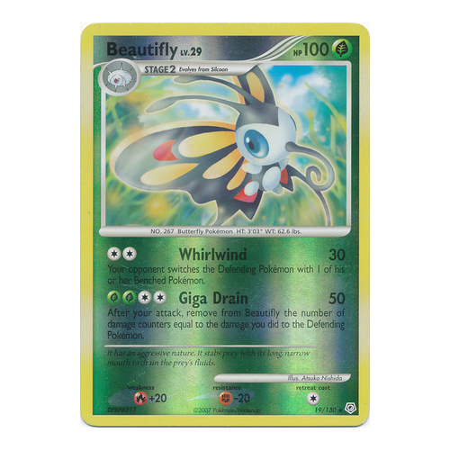 Beautifly 19/130 DP Base Set Reverse Holo Rare Pokemon Card NEAR MINT TCG
