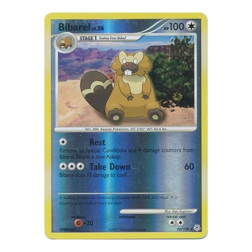 Bibarel 20/130 DP Base Set Reverse Holo Rare Pokemon Card NEAR MINT TCG