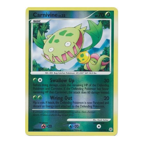Carnivine 21/130 DP Base Set Reverse Holo Rare Pokemon Card NEAR MINT TCG