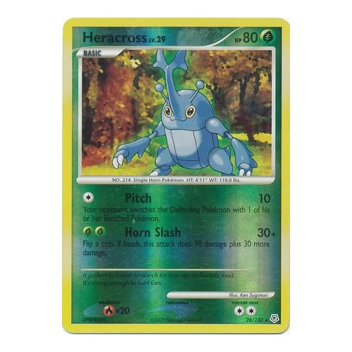 Heracross 28/130 DP Base Set Reverse Holo Rare Pokemon Card NEAR MINT TCG