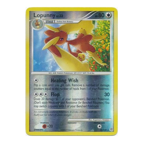 Lopunny 30/130 DP Base Set Reverse Holo Rare Pokemon Card NEAR MINT TCG