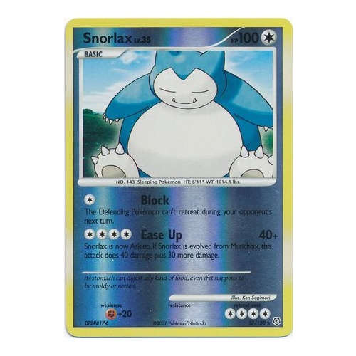 Snorlax 37/130 DP Base Set Reverse Holo Rare Pokemon Card NEAR MINT TCG