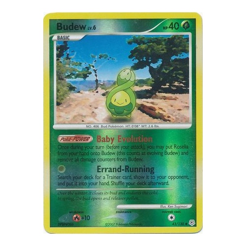 Budew 43/130 DP Base Set Reverse Holo Uncommon Pokemon Card NEAR MINT TCG