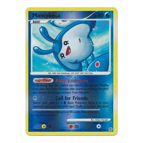 Mantyke 55/130 DP Base Set Reverse Holo Uncommon Pokemon Card NEAR MINT TCG