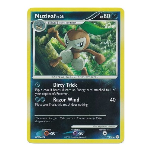 Nuzleaf 57/130 DP Base Set Reverse Holo Uncommon Pokemon Card NEAR MINT TCG