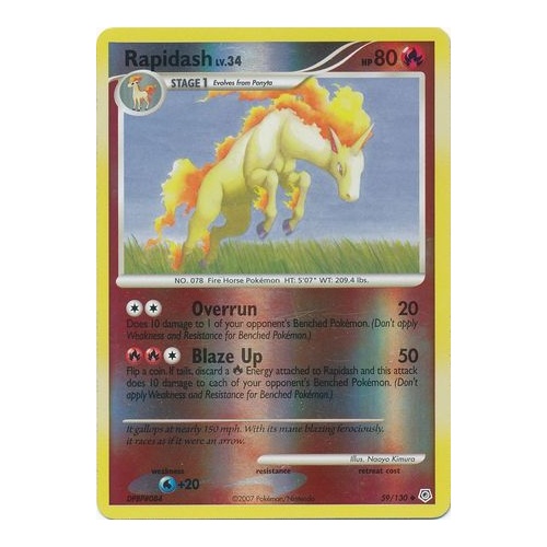 Rapidash 59/130 DP Base Set Reverse Holo Uncommon Pokemon Card NEAR MINT TCG