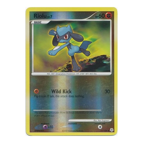 Riolu 61/130 DP Base Set Reverse Holo Uncommon Pokemon Card NEAR MINT TCG