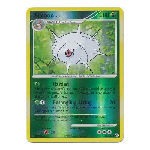 Silcoon 63/130 DP Base Set Reverse Holo Uncommon Pokemon Card NEAR MINT TCG