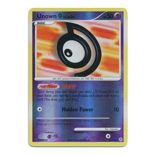 Unown D 68/130 DP Base Set Reverse Holo Uncommon Pokemon Card NEAR MINT TCG