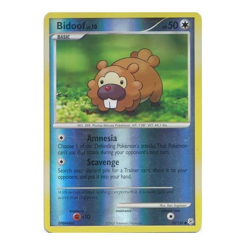 Bidoof 70/130 DP Base Set Reverse Holo Common Pokemon Card NEAR MINT TCG