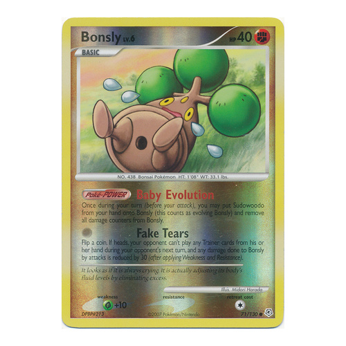 Bonsly 71/130 DP Base Set Reverse Holo Common Pokemon Card NEAR MINT TCG