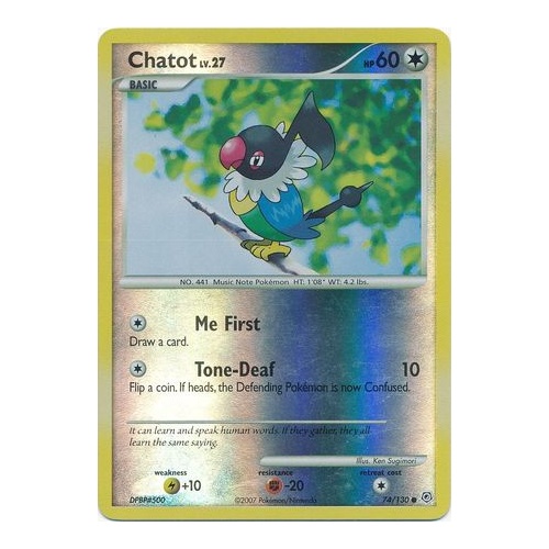 Chatot 74/130 DP Base Set Reverse Holo Common Pokemon Card NEAR MINT TCG