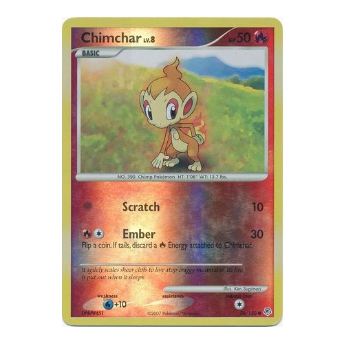 Chimchar 76/130 DP Base Set Reverse Holo Common Pokemon Card NEAR MINT TCG