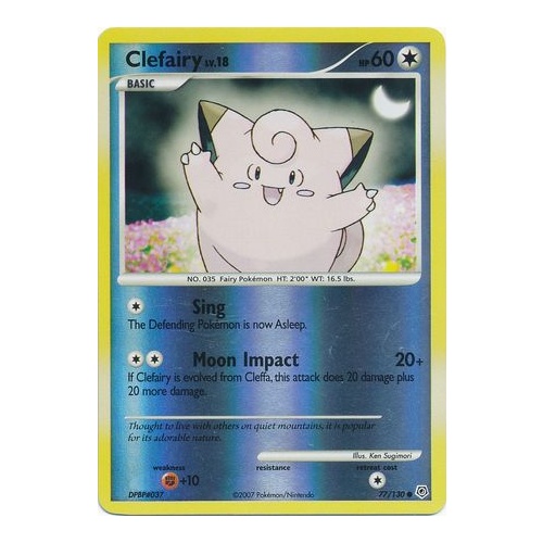Clefairy 77/130 DP Base Set Reverse Holo Common Pokemon Card NEAR MINT TCG