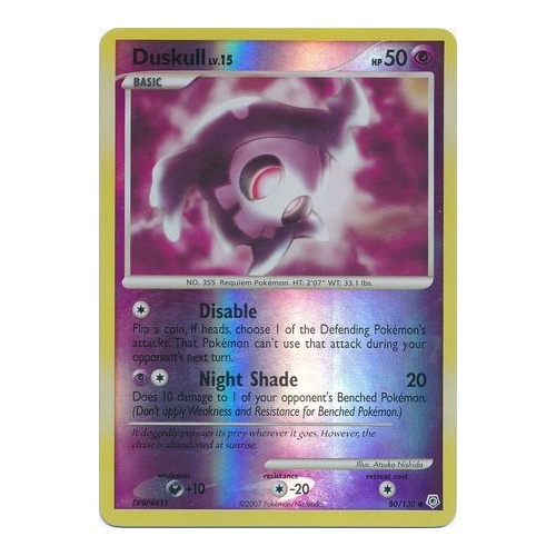 Duskull 80/130 DP Base Set Reverse Holo Common Pokemon Card NEAR MINT TCG