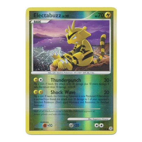 Electabuzz 81/130 DP Base Set Reverse Holo Common Pokemon Card NEAR MINT TCG