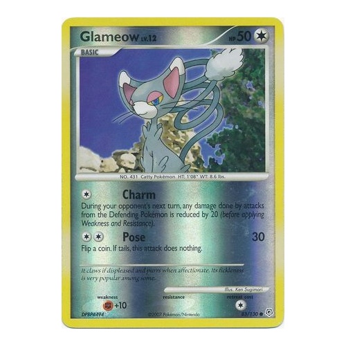 Glameow 83/130 DP Base Set Reverse Holo Common Pokemon Card NEAR MINT TCG