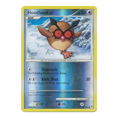 Hoothoot 85/130 DP Base Set Reverse Holo Common Pokemon Card NEAR MINT TCG