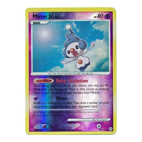 Mime Jr. 90/130 DP Base Set Reverse Holo Common Pokemon Card NEAR MINT TCG