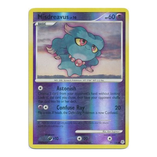 Misdreavus 91/130 DP Base Set Reverse Holo Common Pokemon Card NEAR MINT TCG
