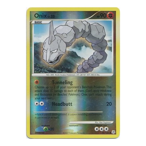 Onix 92/130 DP Base Set Reverse Holo Common Pokemon Card NEAR MINT TCG