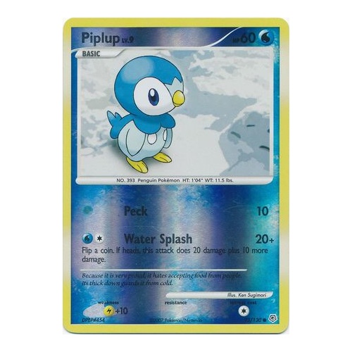 Piplup 93/130 DP Base Set Reverse Holo Common Pokemon Card NEAR MINT TCG