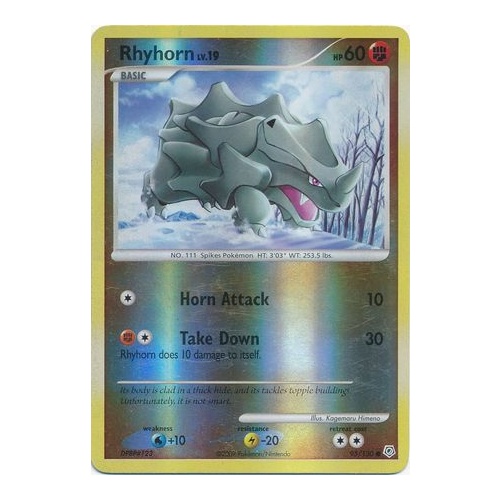 Rhyhorn 95/130 DP Base Set Reverse Holo Common Pokemon Card NEAR MINT TCG
