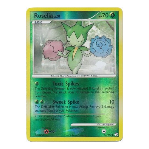 Roselia 96/130 DP Base Set Reverse Holo Common Pokemon Card NEAR MINT TCG
