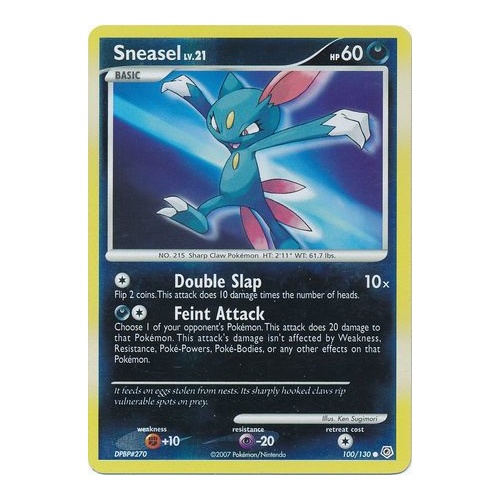 Sneasel 100/130 DP Base Set Reverse Holo Common Pokemon Card NEAR MINT TCG