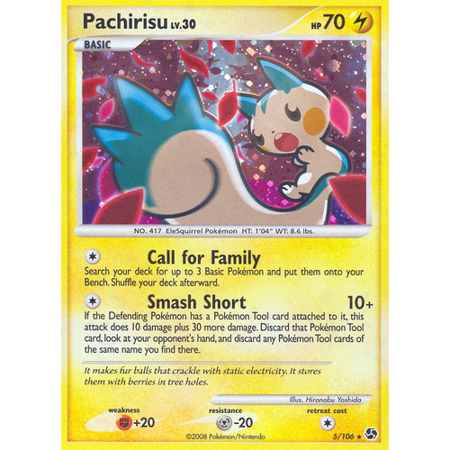 Pachirisu 5/106 DP Great Encounters Holo Rare Pokemon Card NEAR MINT TCG