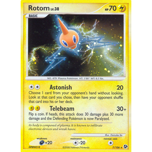 Rotom 7/106 DP Great Encounters Holo Rare Pokemon Card NEAR MINT TCG