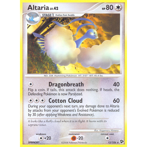 Altaria 12/106 DP Great Encounters Rare Pokemon Card NEAR MINT TCG