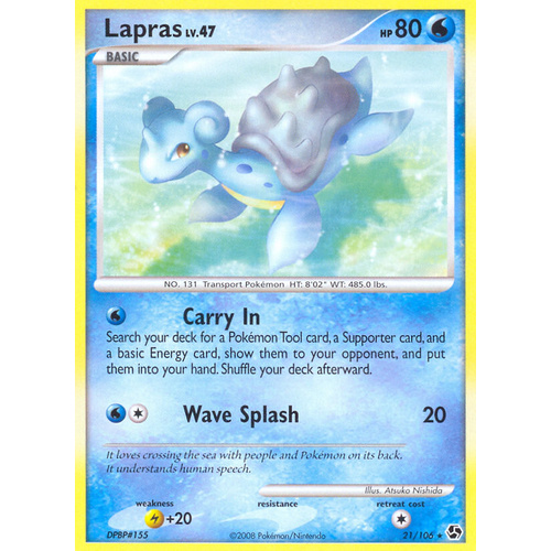Lapras 21/106 DP Great Encounters Rare Pokemon Card NEAR MINT TCG