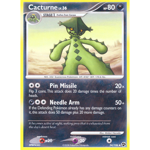 Cacturne 34/106 DP Great Encounters Uncommon Pokemon Card NEAR MINT TCG