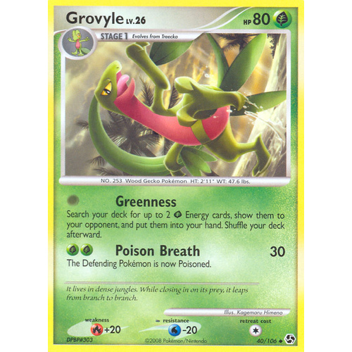 Grovyle 40/106 DP Great Encounters Uncommon Pokemon Card NEAR MINT TCG