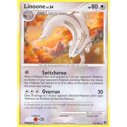 Linoone 43/106 DP Great Encounters Uncommon Pokemon Card NEAR MINT TCG