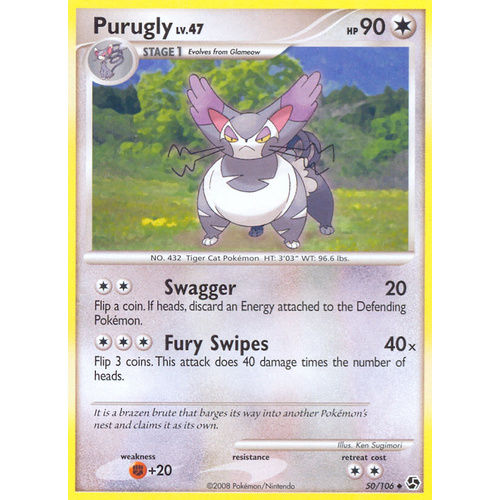 Purugly 50/106 DP Great Encounters Uncommon Pokemon Card NEAR MINT TCG