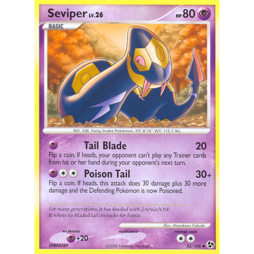 Seviper 52/106 DP Great Encounters Uncommon Pokemon Card NEAR MINT TCG