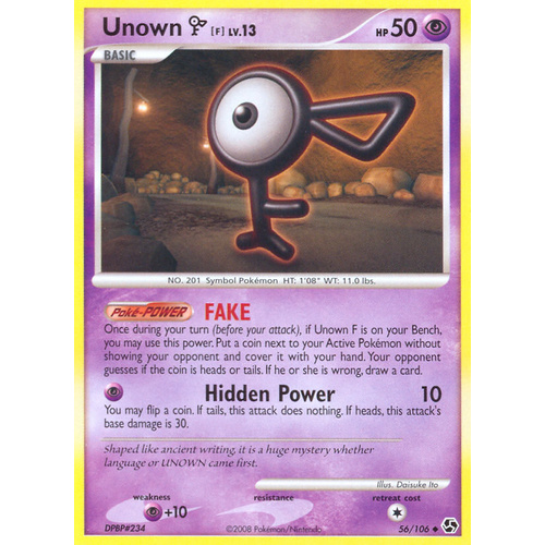 Unown F 56/106 DP Great Encounters Uncommon Pokemon Card NEAR MINT TCG